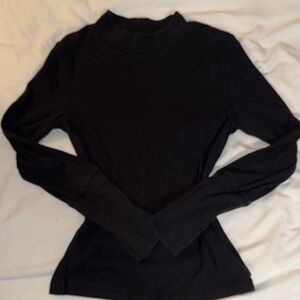 Intimately Free People Black Basic Turtleneck Ribbed Top
